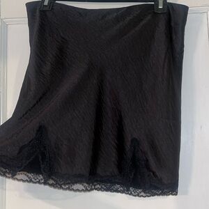 Black Satin Mini Skirt with slits